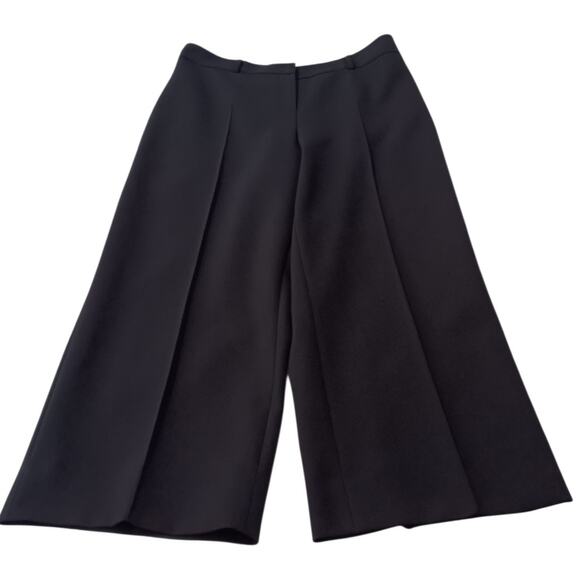 NEW AKRIS PUNTO Wide Leg Pants 14 Tailored 35x26 Similar to Cropped Chiaro Black - Picture 3 of 13